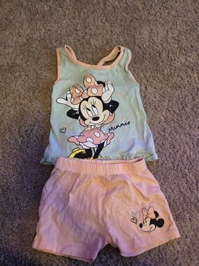 Minnie Mouse Pink & Mint Toddler Tank and Shorts Set